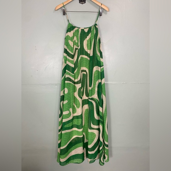 Farm Rio Tropical Boardwalk Maxi Dress Green Vacation Dress Medium - Picture 2 of 7